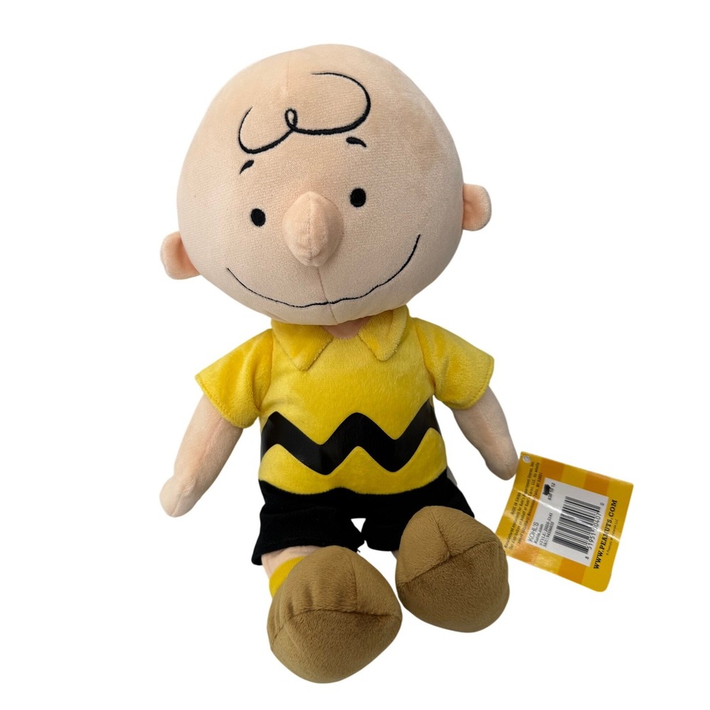 Kohls Cares Peanuts Charlie Brown Plush Stuffed Animal Toy 15 Inch Yellow Shirt
